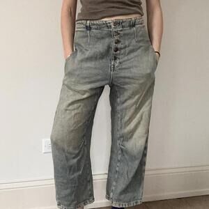 free people saggy pants light wash, soft fabric.